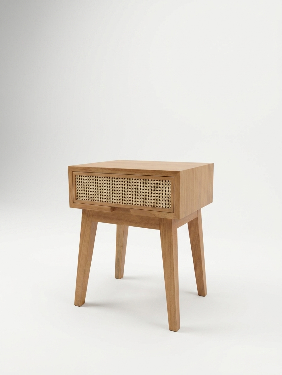 Rattan Drawer Bedside Table